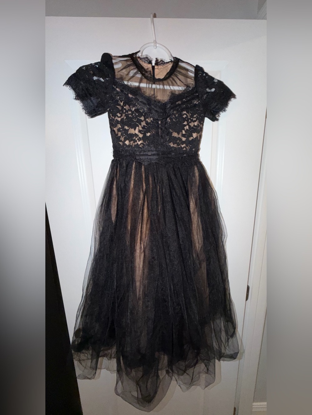 Girls Trish Scully Black Lace & Tulle Kids Dress size 7 EUC